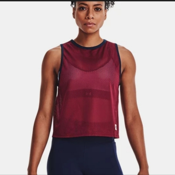 Women's Under Armour Playback Retro Mesh Tank Top NWT - Picture 1 of 9